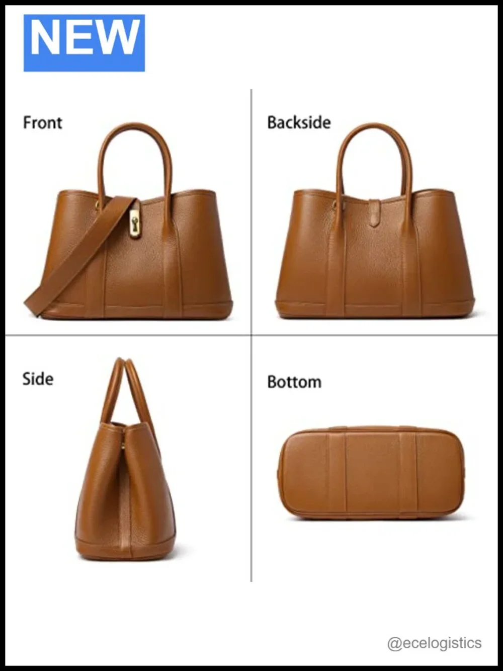 Genuine Leather Top Handle Satchel Tote Bag for Women with Twist Lock